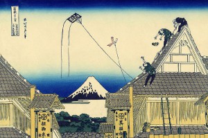 hokusai 36 ansichten mount fuji 02 A sketch of the Mitsui shop in Suruga street in Edo