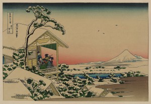 hokusai 36 ansichten mount fuji Teahouse at Koishikawa